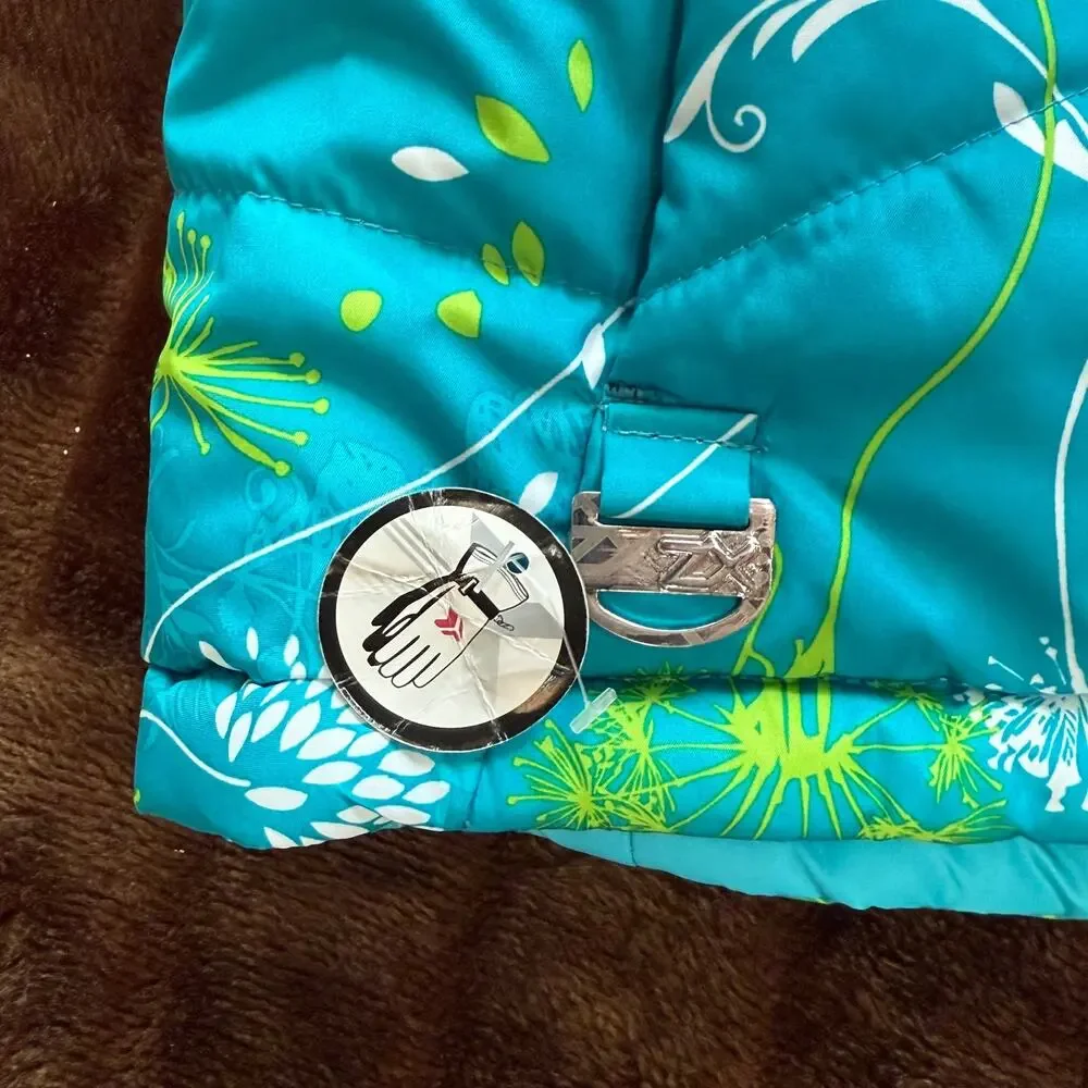 ZeroXposur‎ Girl's L/14 Dandelions on Turquoise Puffy Vest BRAND NEW